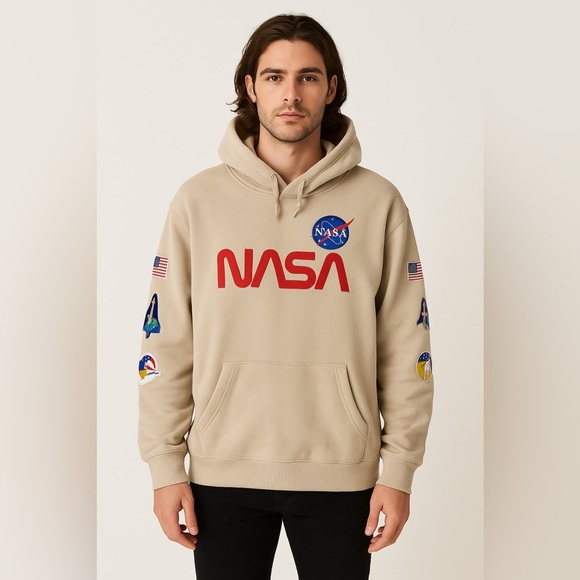 Artist Union NASA Patch Hoodie – Beige, Size M - Picture 1 of 8